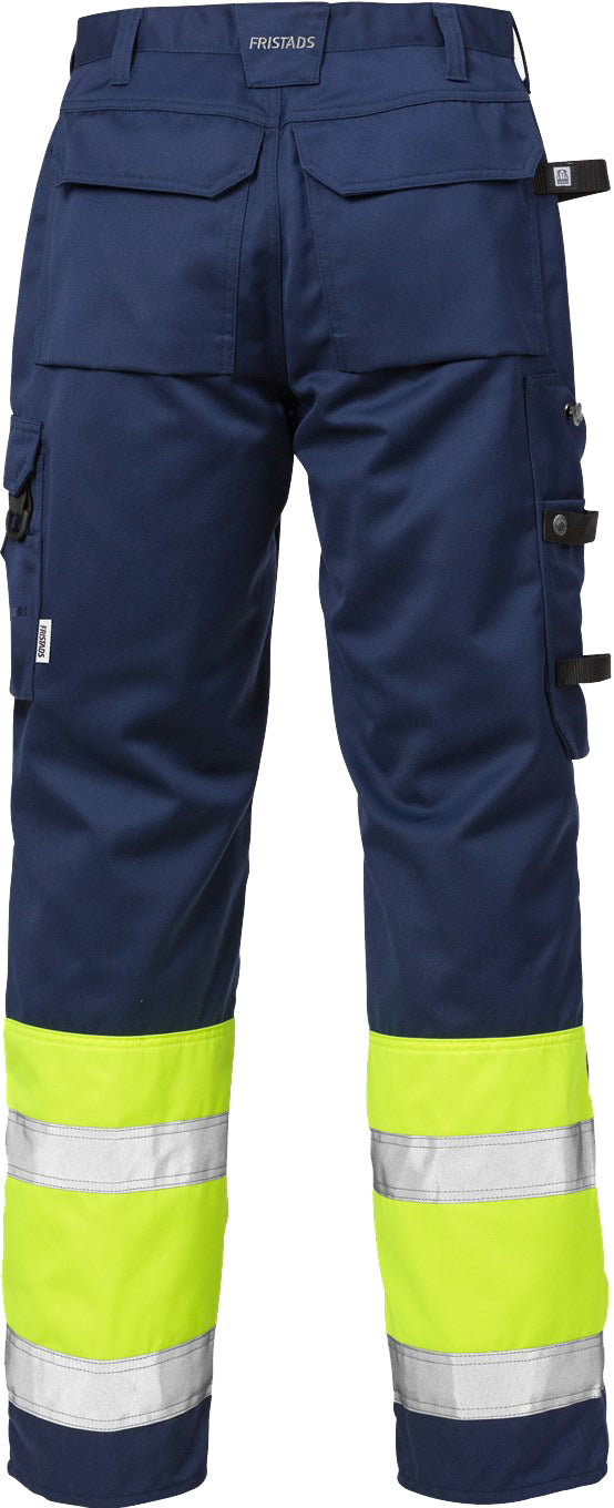 Fristads 100979 Hi-Vis Warnschutzhose Klasse 1 2032 PLU Marine/Neongelb