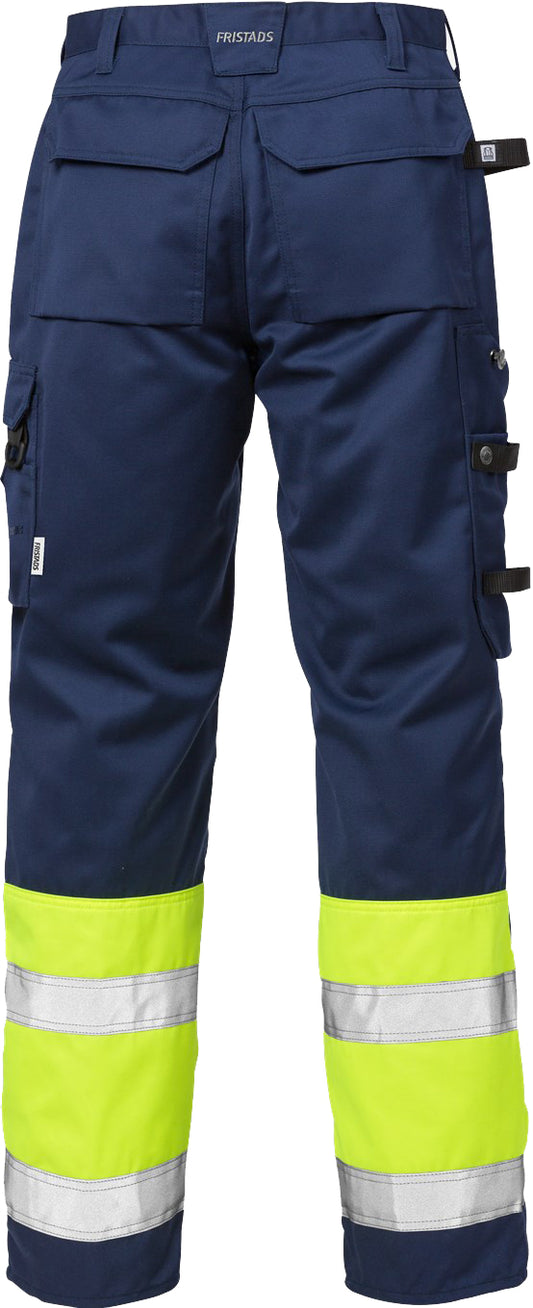 Fristads 100979 Hi-Vis Warnschutzhose Klasse 1 2032 PLU Marine/Neongelb