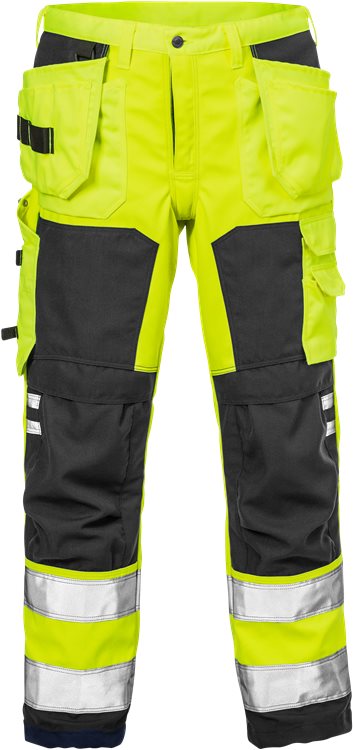 Fristads 117060 Hi-Vis Handwerker Softshell-Warnschutzhose Klasse 2, 2083 WYH, Gelb/Schwarz