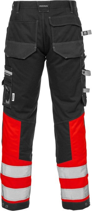Fristads 122191 Hi-Vis Handwerker Warnschutzhose 2127 CYD, Rot/Schwarz
