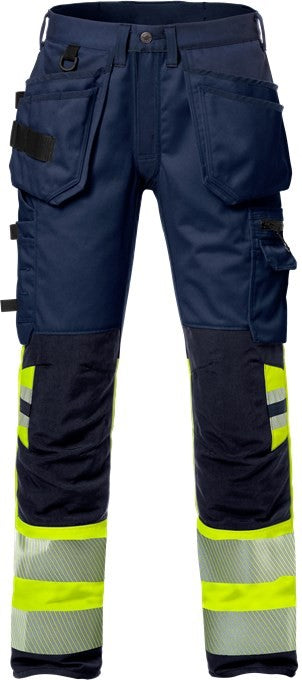 Fristads 127732 Hi-Vis Handwerker Stretch Warnschutzhose 2706 Marine/Neongelb