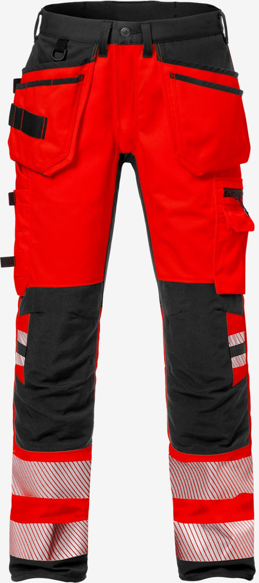 Fristads 127734 Hi-Vis Handwerker Stretch Warnschutzhose 2707 PLU Rot/Schwarz