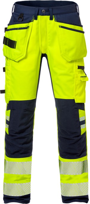 Fristads 127734 Hi-Vis Handwerker Stretch Warnschutzhose 2707 PLU Schwarz/Neongelb