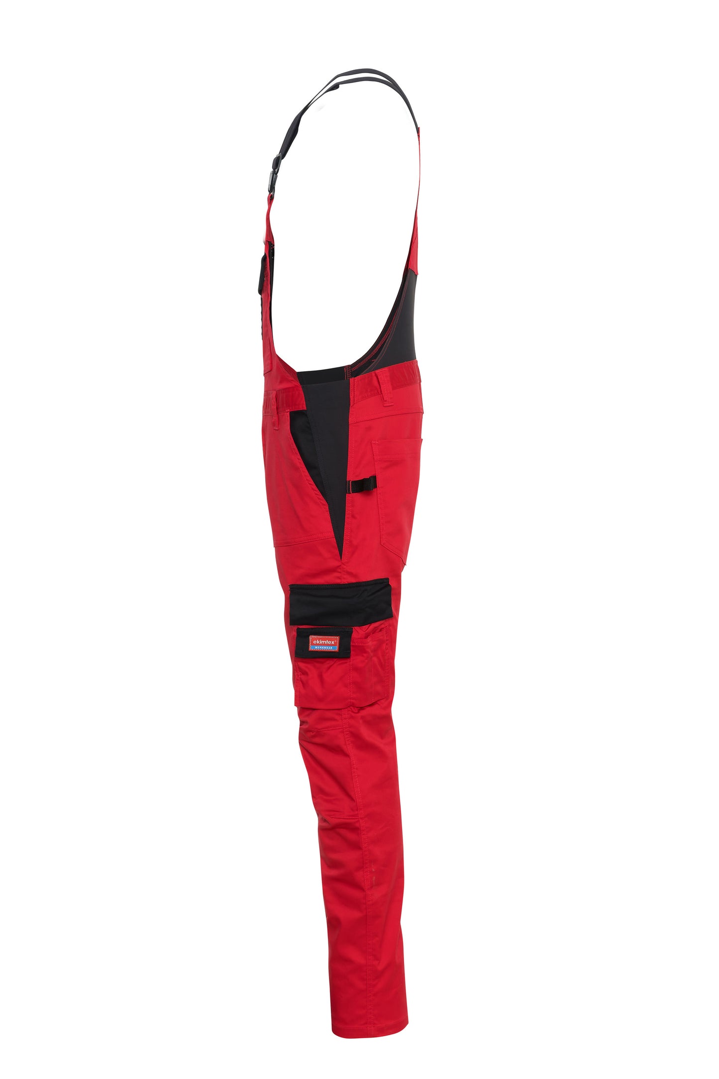 Ekimtex Stretch Latzhose mit Coolmax und Lycra, Rot/Schwarz
