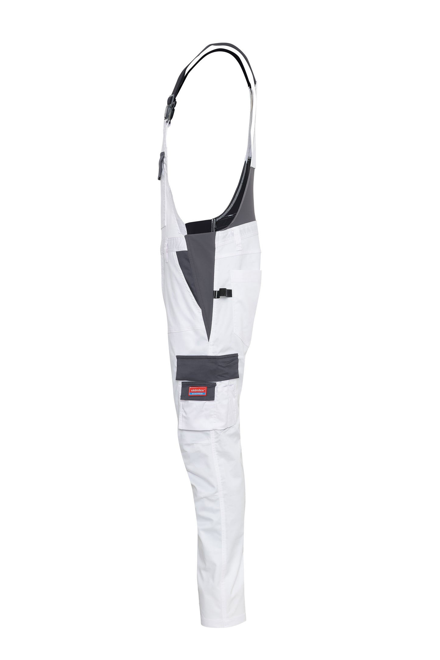 Ekimtex Stretch Latzhose mit Coolmax und Lycra, Weiß/Grau