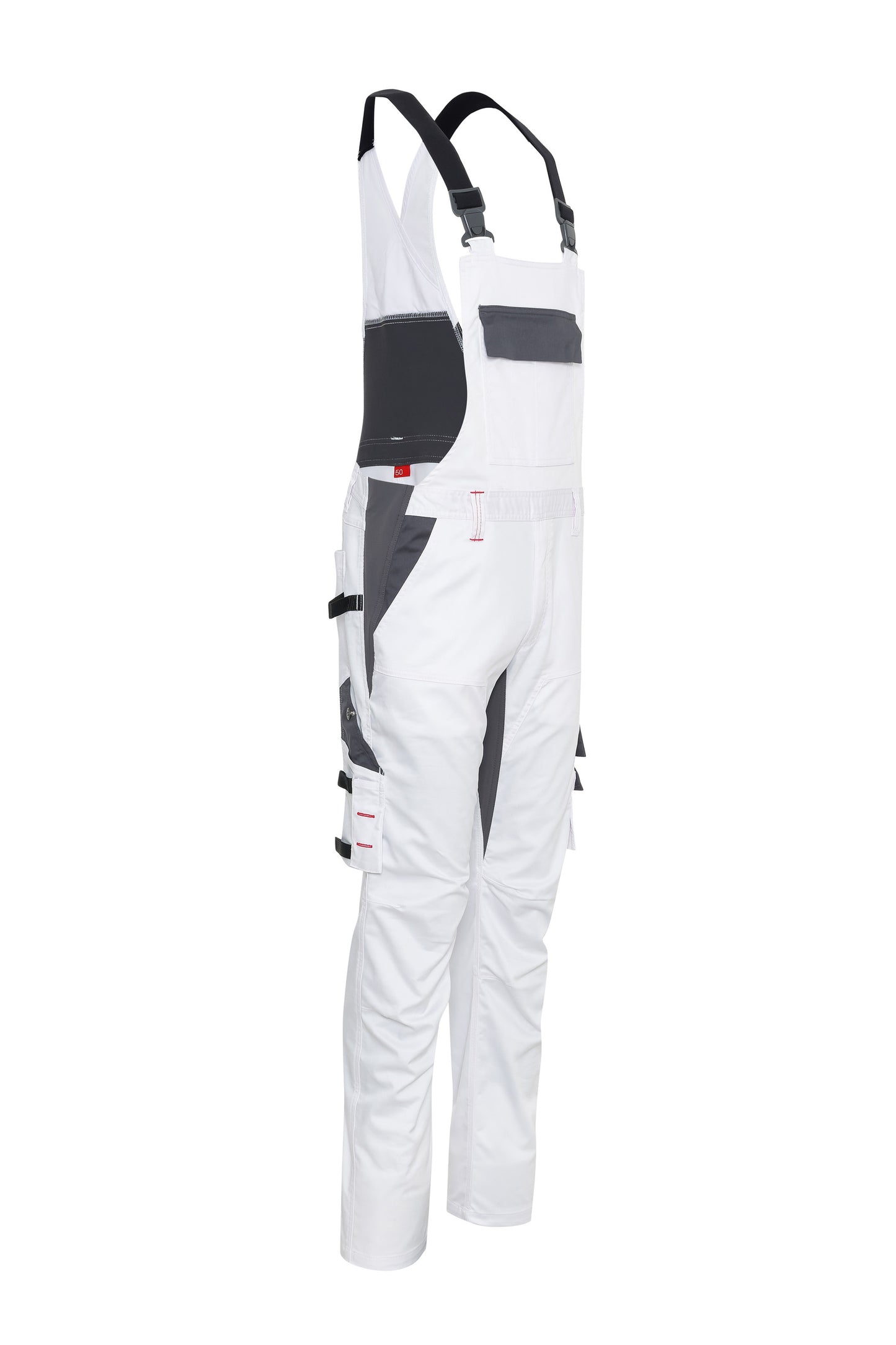 Ekimtex Stretch Latzhose mit Coolmax und Lycra, Weiß/Grau