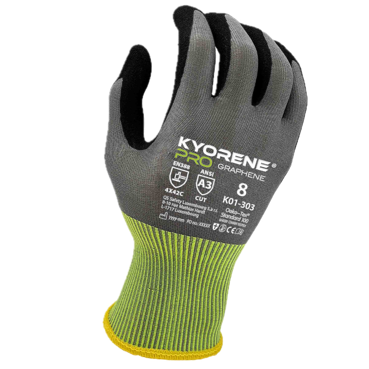 Kyorene K01-303 Schnittschutz Arbeitshandschuhe, Graphene, Grau, Nitril-Mikroschaum