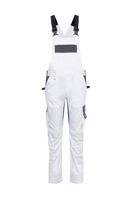 Ekimtex Stretch Latzhose mit Coolmax und Lycra, Weiß/Grau