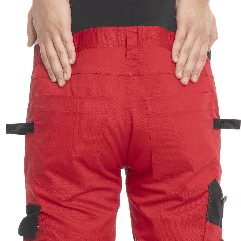 Ekimtex Stretch Latzhose mit Coolmax und Lycra, Rot/Schwarz