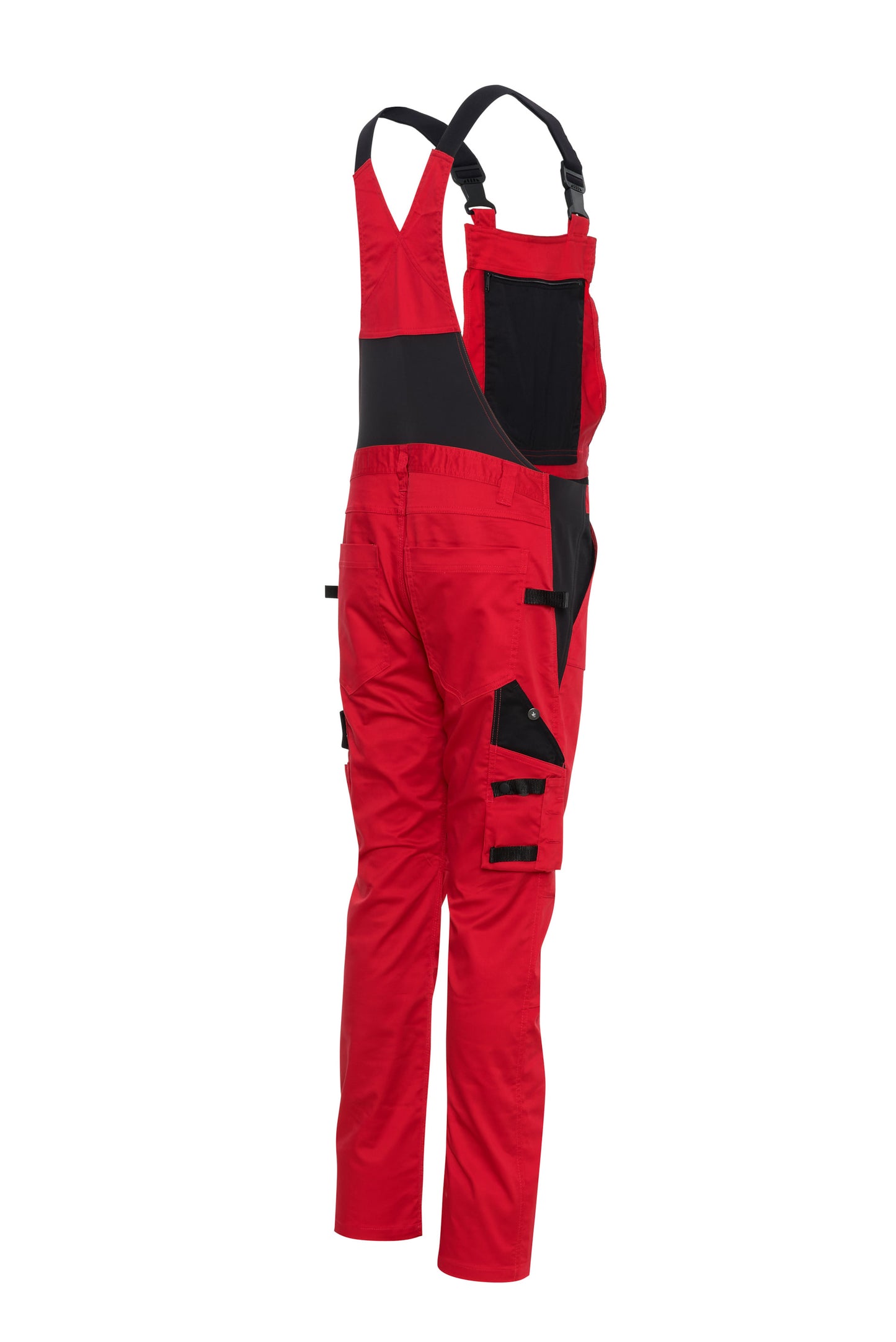 Ekimtex Stretch Latzhose mit Coolmax und Lycra, Rot/Schwarz