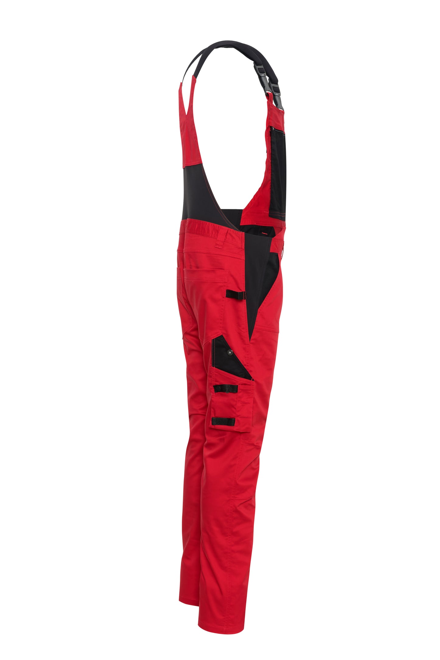 Ekimtex Stretch Latzhose mit Coolmax und Lycra, Rot/Schwarz