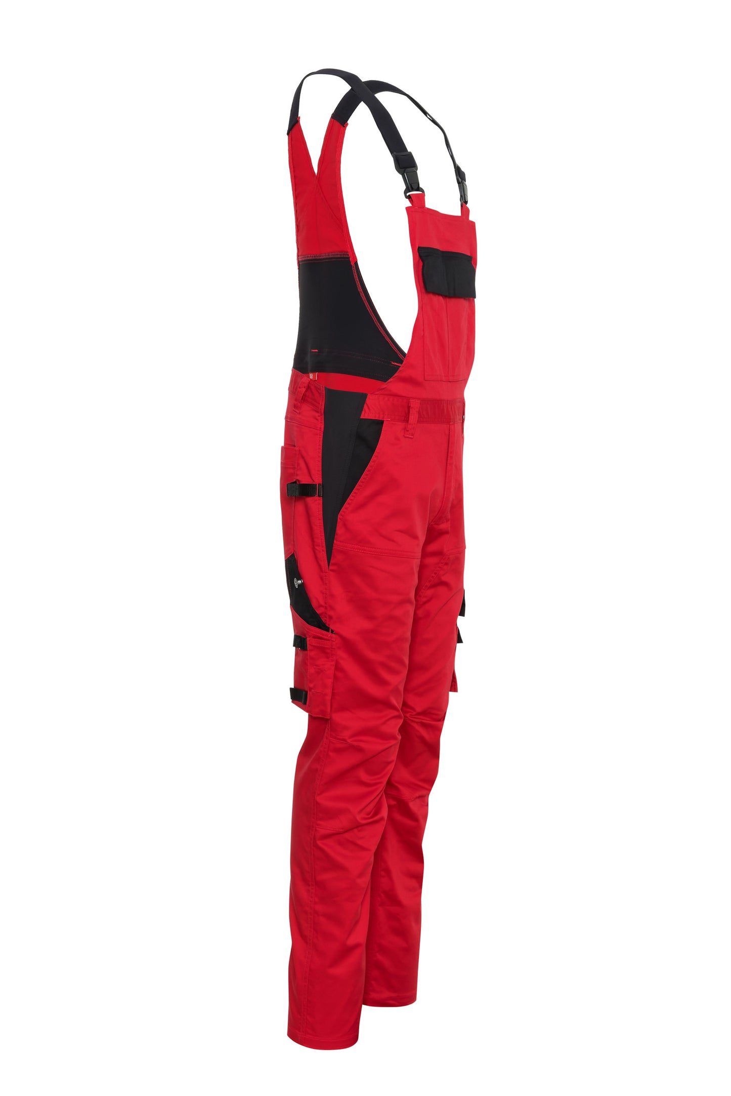 Ekimtex Stretch Latzhose mit Coolmax und Lycra, Rot/Schwarz