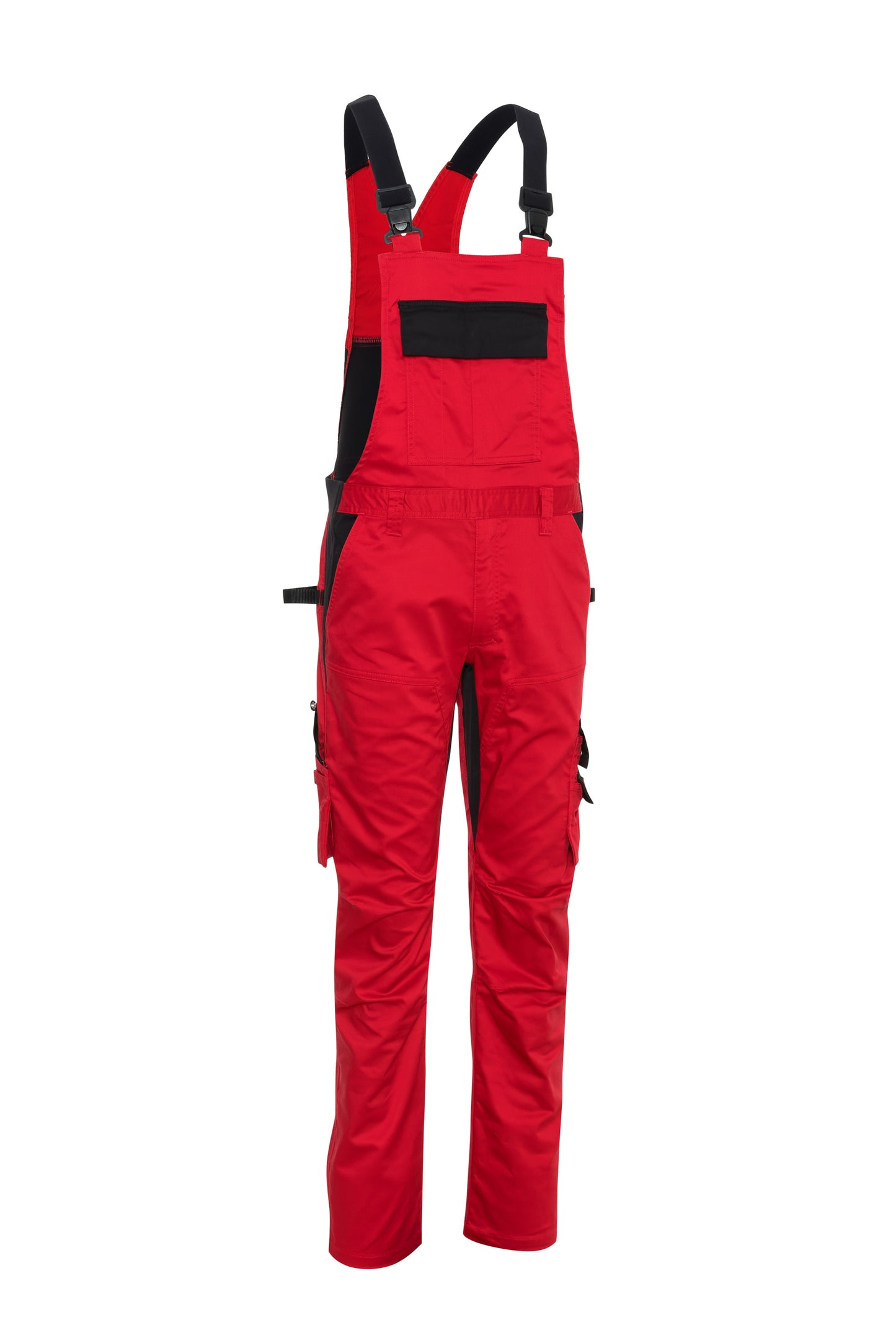 Ekimtex Stretch Latzhose mit Coolmax und Lycra, Rot/Schwarz