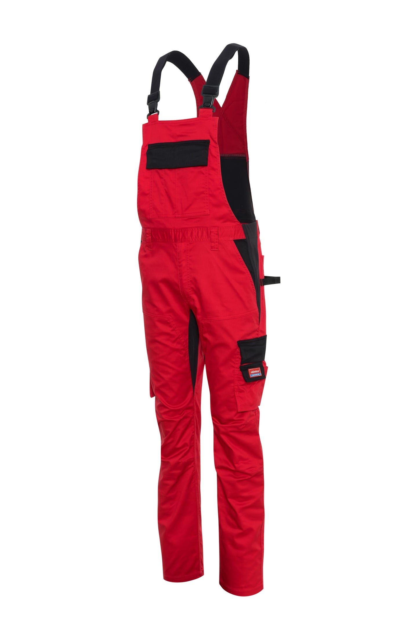 Ekimtex Stretch Latzhose mit Coolmax und Lycra, Rot/Schwarz