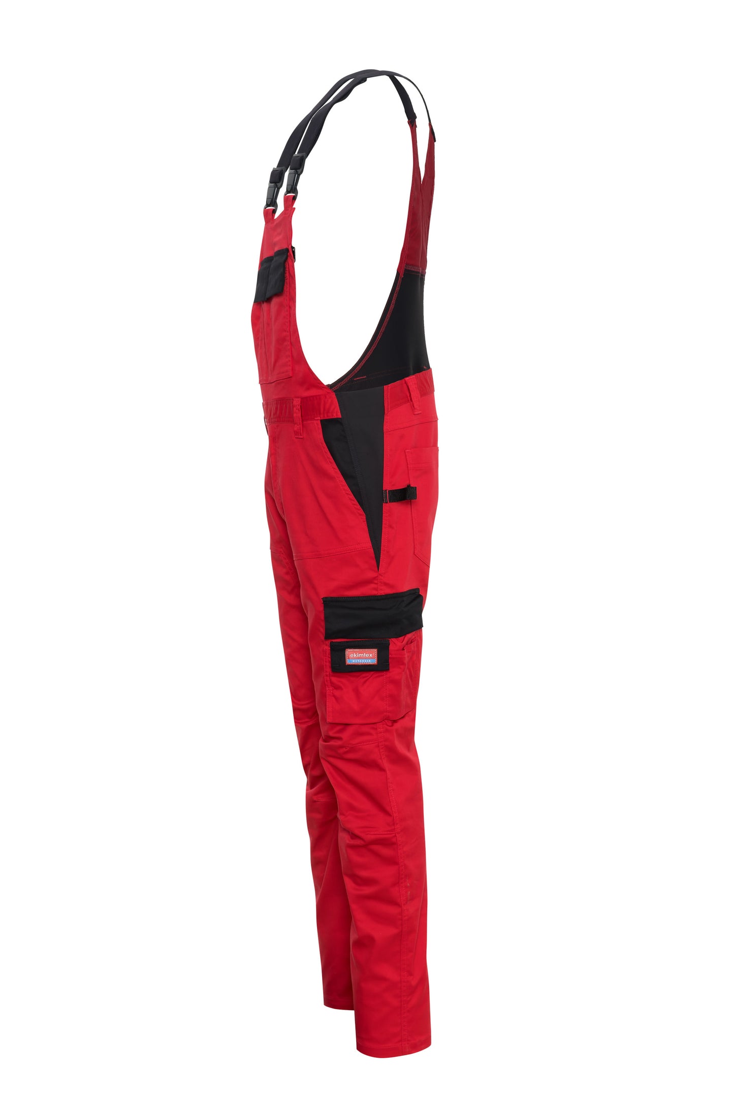 Ekimtex Stretch Latzhose mit Coolmax und Lycra, Rot/Schwarz