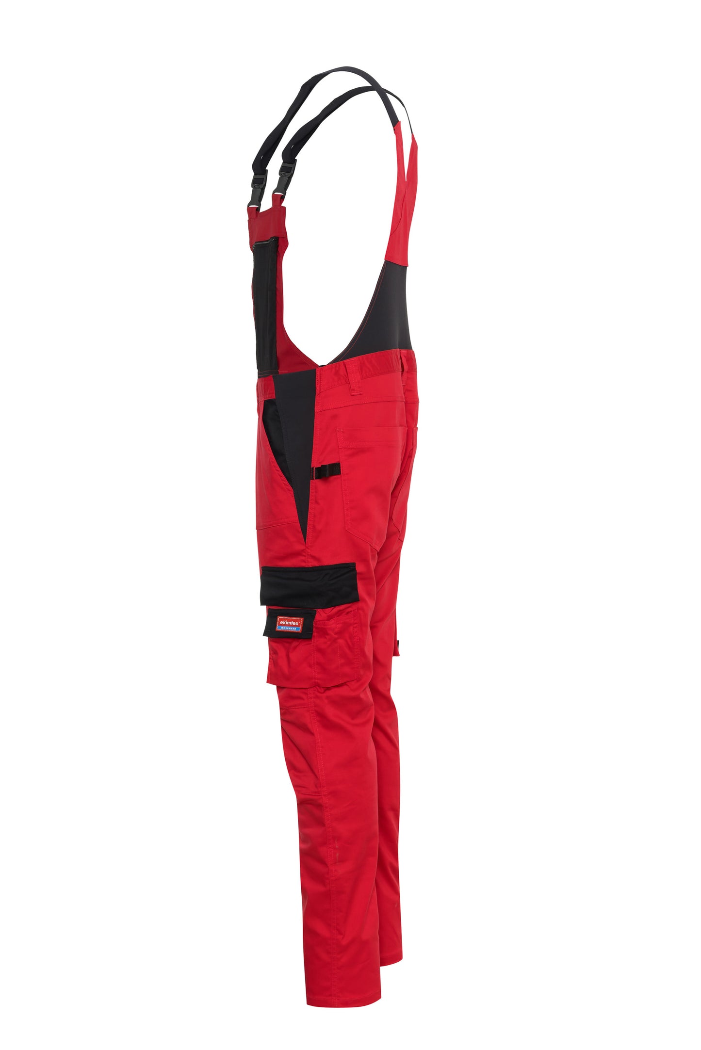 Ekimtex Stretch Latzhose mit Coolmax und Lycra, Rot/Schwarz