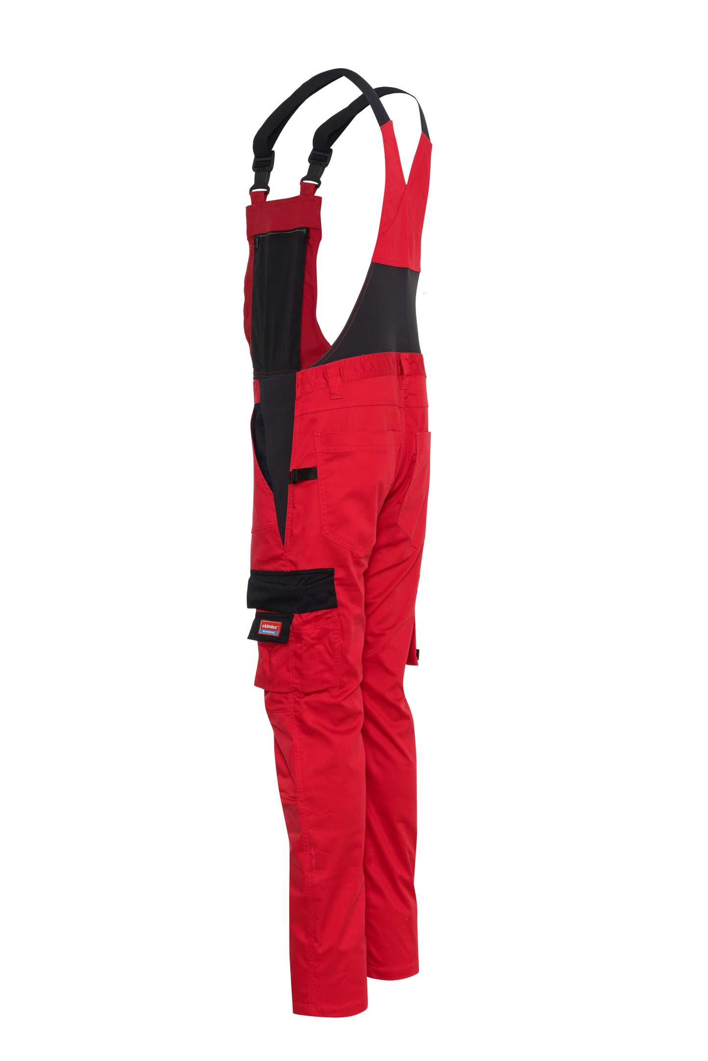 Ekimtex Stretch Latzhose mit Coolmax und Lycra, Rot/Schwarz