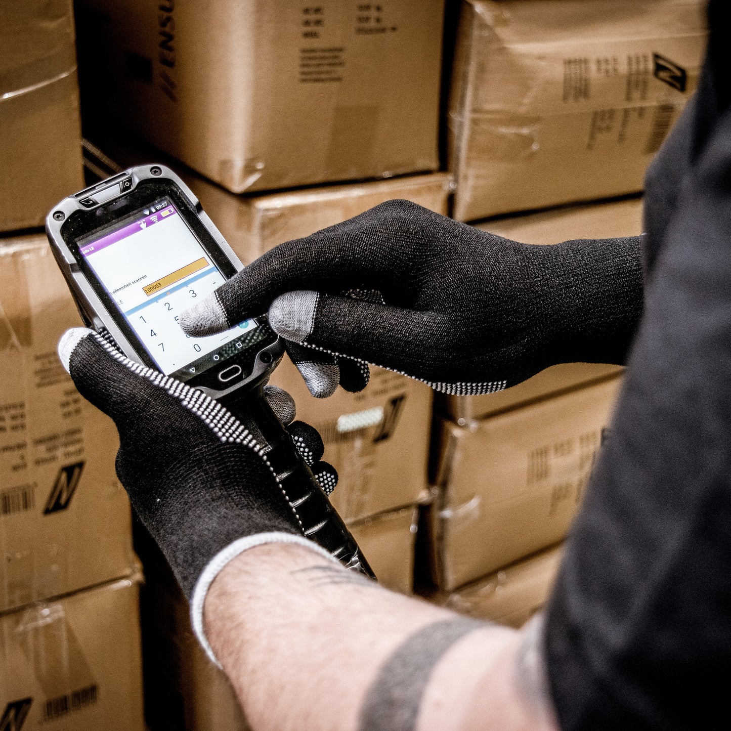 Nitras 6102 Smart Swipe Noppenstrickhandschuhe, 10 Paar Packung