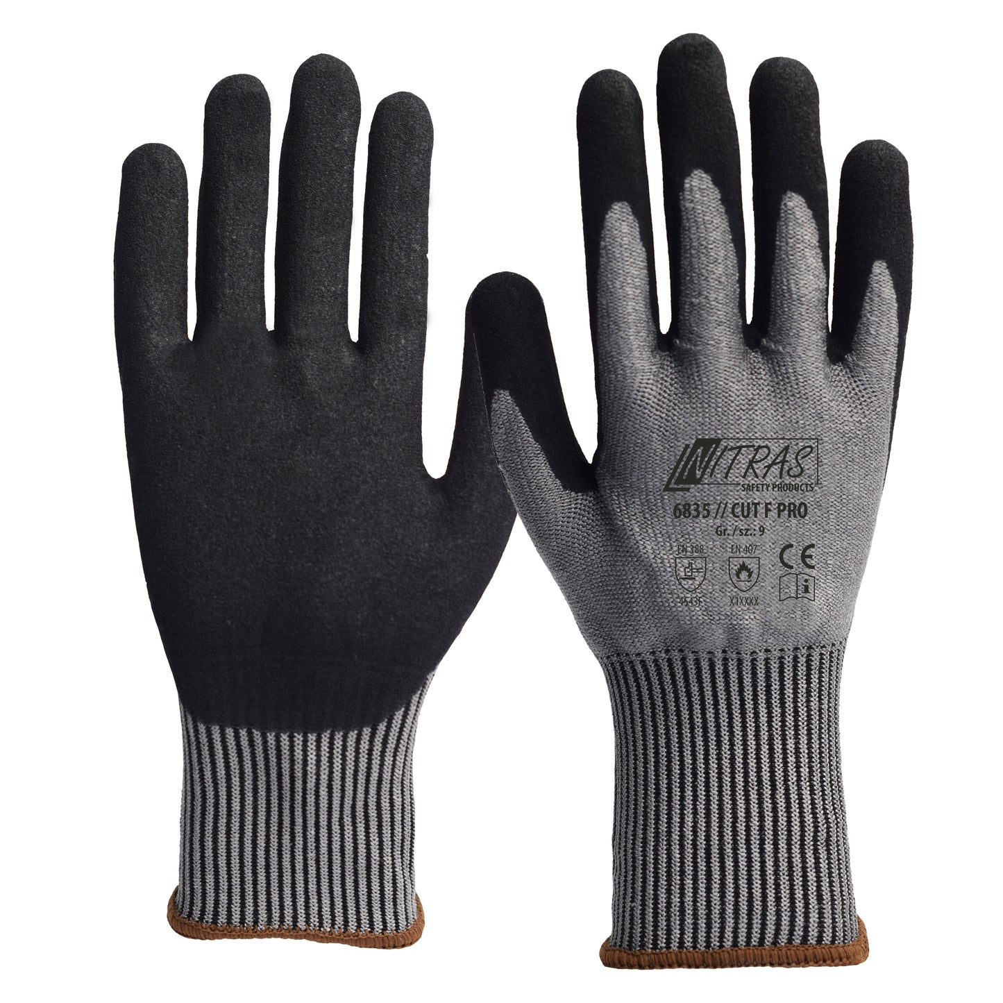 Nitras 6835 Cut F Pro Nitrilschaum-Schnittschutzhandschuhe Level F, 12 Paar Packung