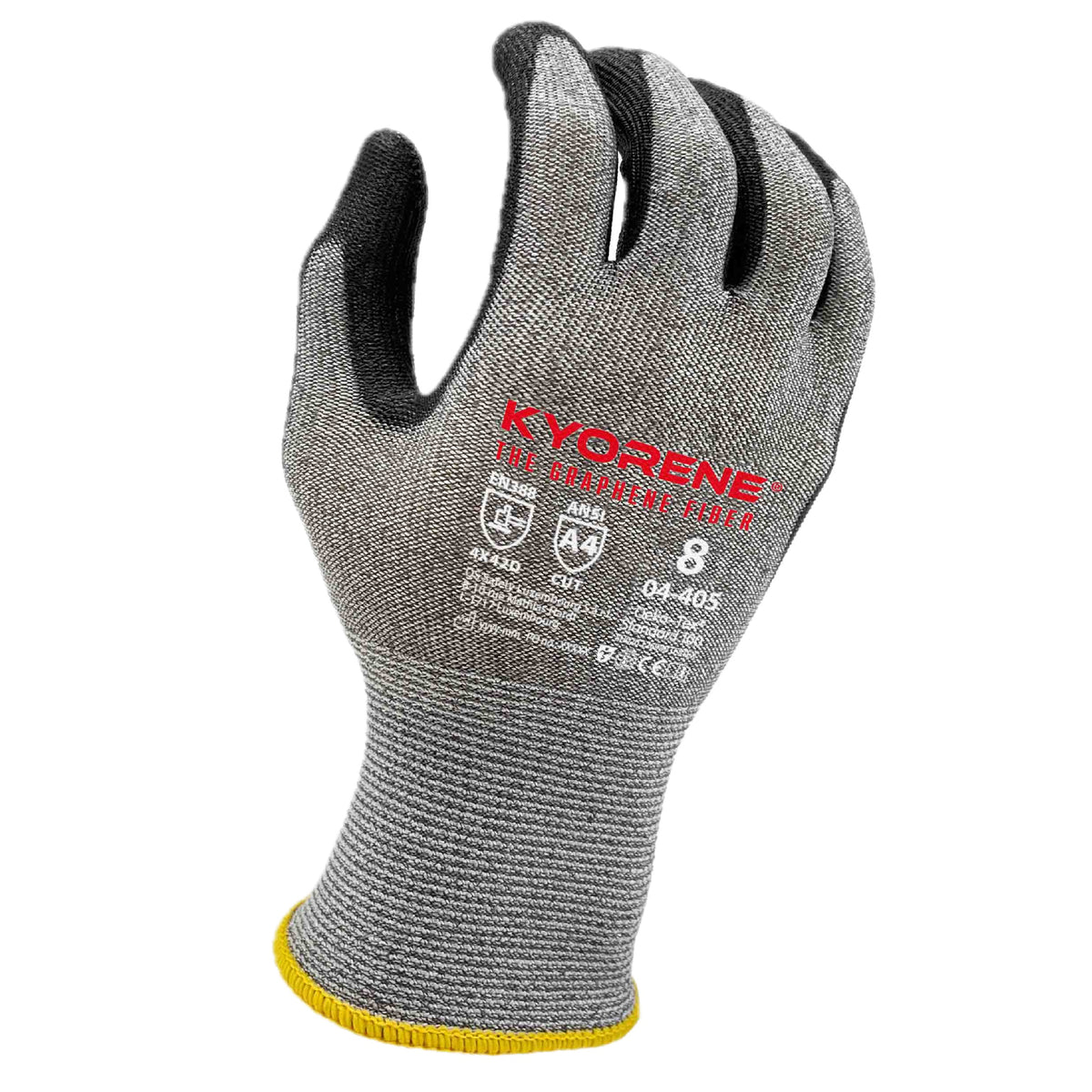Kyorene 04-405 A4 CUT 4X42D Handschuhe Graphene, Nylon Schwarz/Grau Polyurethan 24