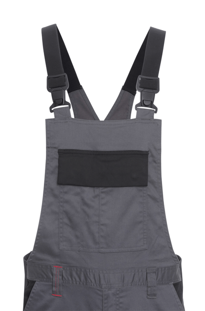 Ekimtex Stretch Latzhose mit Coolmax und Lycra, Grau/Schwarz