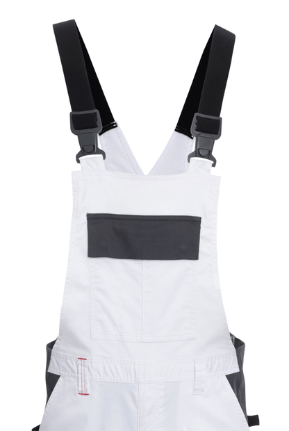 Ekimtex Stretch Latzhose mit Coolmax und Lycra, Weiß/Grau